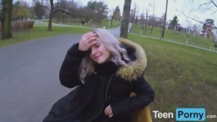 Cute Teen Swallows Cum For Cash - Public Blowjob In The Park