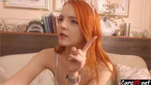 Sexy Cute Redhead Teen Tease and Plays on Webcam