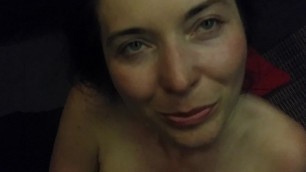 Sauna sex, suck and cum over tits