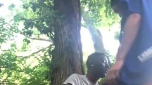 White Redneck Barebacks Black in the Woods - 7min