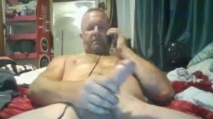 Macho dad wanks his big cock