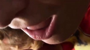 Amateur blowjob, cum in mouth.